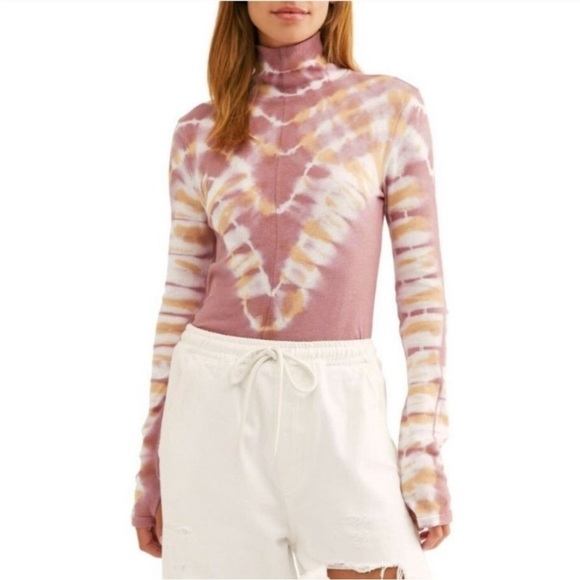 Free People Tops - Free People Psychedelic Tie Dye Moody Blossom Turtleneck Tee
